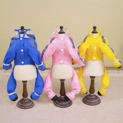 Pink Full Body Dog Raincoat with Waterproof Boots and Clear Visor Hood (S)- Reflective 4-Leg Puppy Rain Suit for Small Dogs, Easy Clean Pet Outdoor Gear