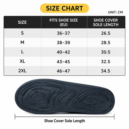 Black High Top Waterproof Rain Shoe Covers - Size M EU 38-39, Thick Sole Reusable Overshoes with Side Zip, Adjustable Strap and Anti-Slip Sole for Cycling and Walking