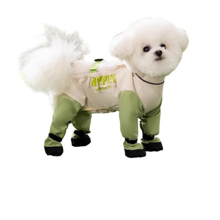 Size XXL Four Leg Waterproof Pet Jumpsuit with Adjustable Straps, Paw Covers and Leash Attachment for Wet and Muddy Walks