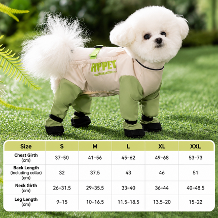 Size XXL Four Leg Waterproof Pet Jumpsuit with Adjustable Straps, Paw Covers and Leash Attachment for Wet and Muddy Walks