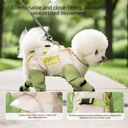 Size XXL Four Leg Waterproof Pet Jumpsuit with Adjustable Straps, Paw Covers and Leash Attachment for Wet and Muddy Walks