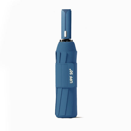 Automatic Folding Umbrella (Navy Blue)- 105 cm Large Canopy, UPF 50+ Sun and Rain Umbrella with 10-Rib Frame, Auto Open Close Handle for Travel and Daily Commute