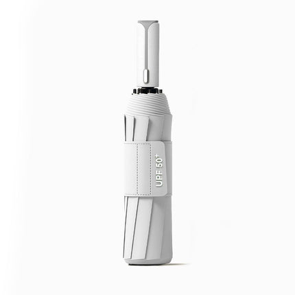 Automatic Folding Umbrella (White)- 105 cm Large Canopy, UPF 50+ Sun and Rain Umbrella with 10-Rib Frame, Auto Open Close Handle for Travel and Daily Commute