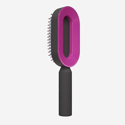 Self Cleaning Hair Brush for Women - One-Key Cleaning, Airbag Scalp Massage, Anti-Static Comb for Home & Travel Use