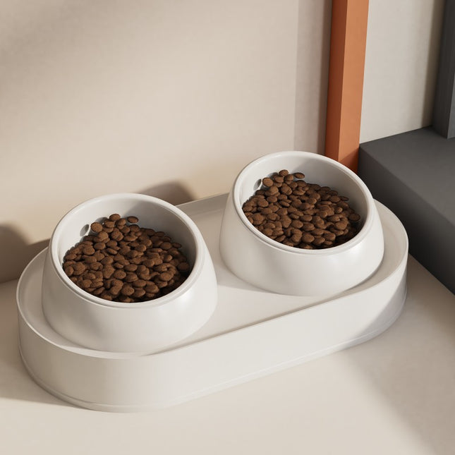 Cat slanted mouth bowl ceramic double bowl white 40 22 12CM V888-ELOSUNG948