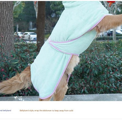 Blue Hooded Dog Bathrobe - Super Absorbent, Adjustable Fit, Cozy Pet Towel (Size : M)