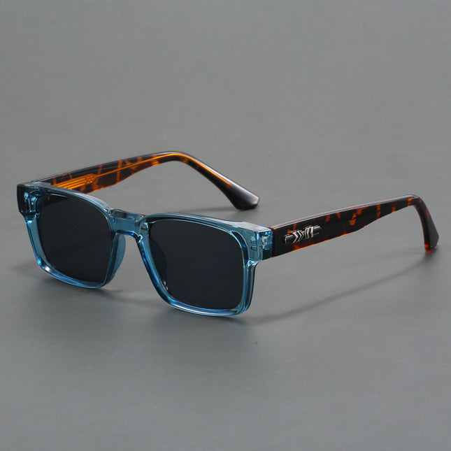 Blue And Brown Trendy Oversized Lightweight Blue Light Blocking Sunglasses for Men