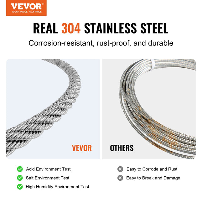 Wire Rope Kit 1.59 mm 100.6 m 304 Stainless Steel Cable with 80 Sleeves and – product detail