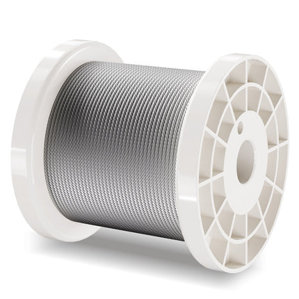 Wire Rope Kit, 1.59 mm 100.6 m 304 Stainless Steel Cable with 80 Sleeves and 20 Thimbles, 2KN Breaking Strength, 7 x 7 Strands Marine Aircraft Grade for Handrail Stair Decking Fence Outdoors
