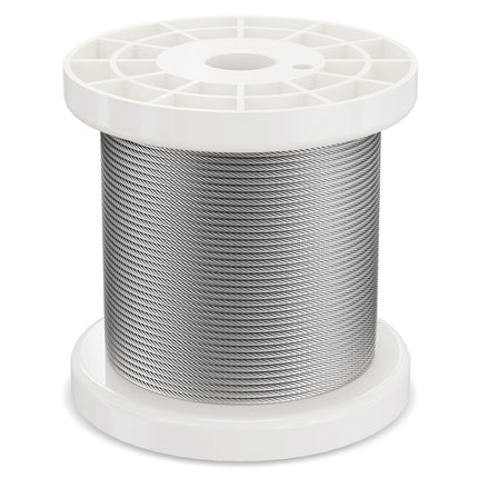 Wire Rope Kit, 1.59 mm 100.6 m 304 Stainless Steel Cable with 80 Sleeves and 20 Thimbles, 2KN Breaking Strength, 7 x 7 Strands Marine Aircraft Grade for Handrail Stair Decking Fence Outdoors