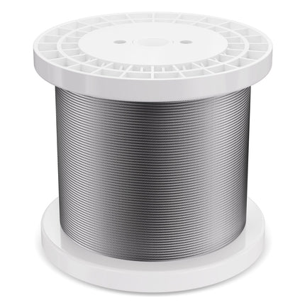 Wire Rope Kit, 3.18 mm 305 m 316 Stainless Steel Cable with Cutter and Gloves, 7.1KN Breaking Strength, 7x7 Strands Construction Marine Aircraft Grade for Handrail Stair Decking Fence Outdoors