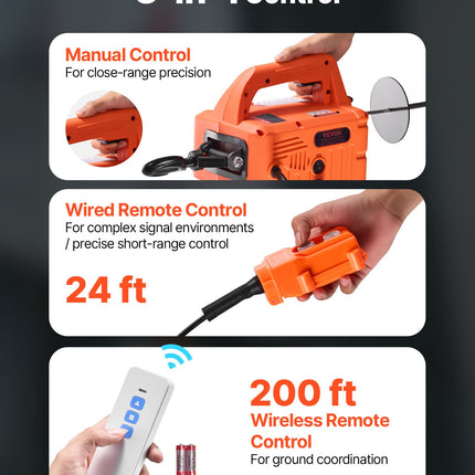 3-in-1 Electric Hoist Winch, 700 kg Capacity, 1500W Portable Power Winch Crane, 7.6 m Lifting Height, 5 m/min with Manual, Wired and Wireless Remote Control for Factory, Warehouss, Garage