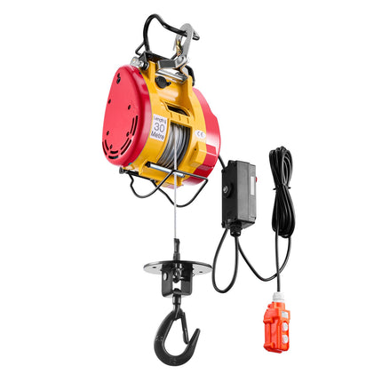 2-in-1 Electric Hoist Winch, 500 KG Capacity, 1800W Portable Power Winch, 30 m Lifting Height, 11 m/min with Wire and Wireless Remote Control, for Garage, Warehouse, Factory Lifting Towing