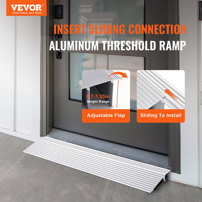 Door Threshold Ramp 1 Rise 800 lbs Load Capacity Door Ramp for Wheelchairs Aluminum Threshold – product detail