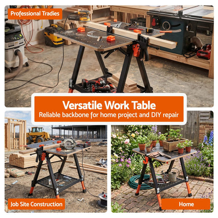 Giantz Portable Folding Work Table 454kg Adjustable Workbench