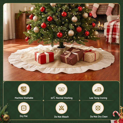 Jingle Jollys 120cm Christmas Tree Skirt Linen Christmas Tree Mat Decor