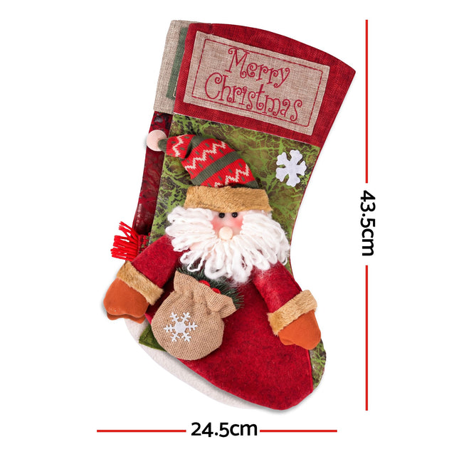 Jingle Jollys Christmas Stockings 2 Pack Large 3D Plush Santa Snowman 43.5cm Christmas Decor for Family – product detail