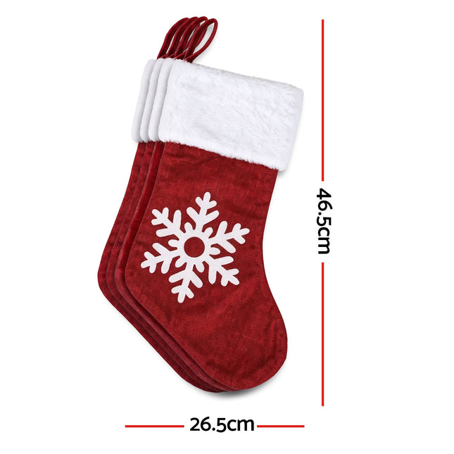 Jingle Jollys 4 Pack Large Velvet Christmas Stockings 46.5cm Red White Decor Perfect For Gift – product detail