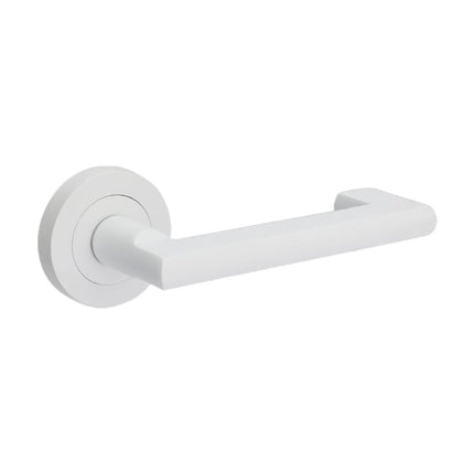 10000.WHT | Epic Return Door Lever Handle on Round Rose Leverset Only Matt White | Zanda Architectural