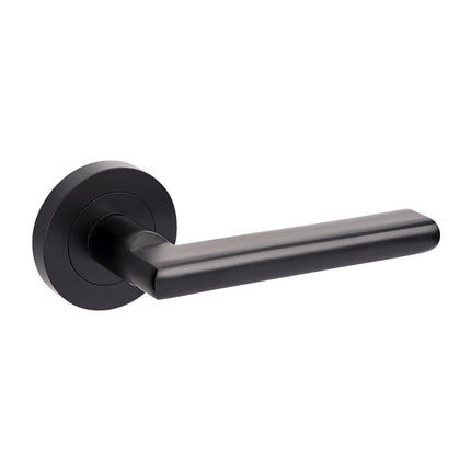 10020.BLK | Epic Door Lever Handle on Round Rose Leverset Only Matt Black | Zanda Architectural