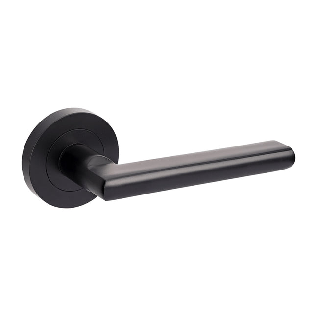 10020.BLK | Epic Door Lever Handle on Round Rose Leverset Only Matt Black | Zanda Architectural