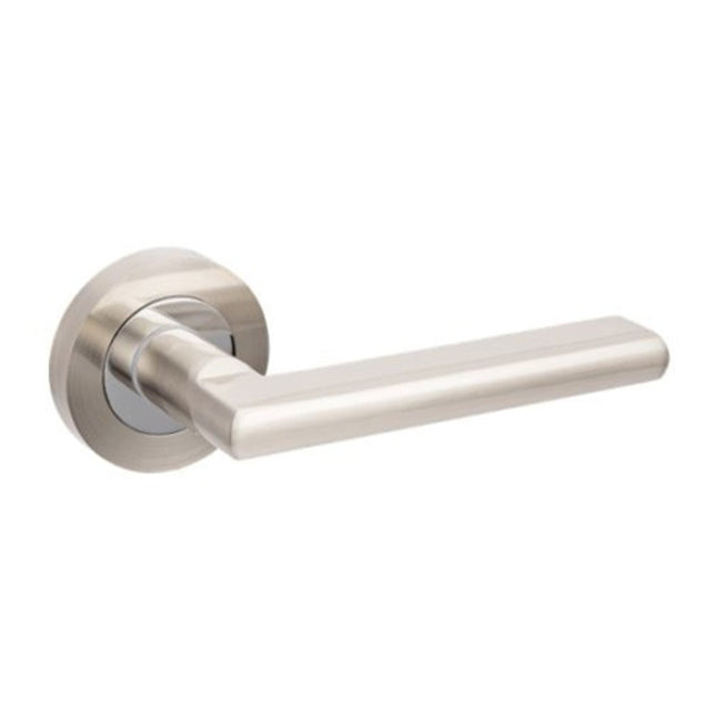 Epic Door Lever Handle on Round Rose Leverset Only Brushed Nickel/Chrome Plate 10020.BNCP Zanda | Decorus Hardware