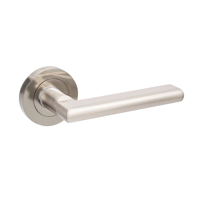 10020.BN | Epic Door Lever Handle on Round Rose Leverset Only Brushed Nickel | Zanda Architectural