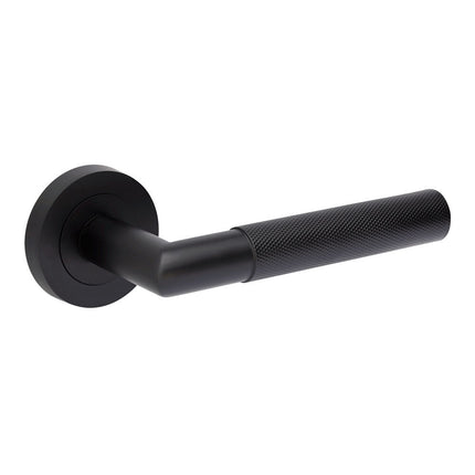 10030.BLK | Vertex Door Lever Handle on Round Rose Leverset Only Matt Black | Zanda Architectural