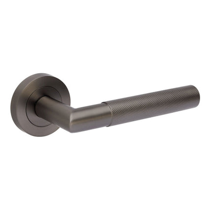 10030.GN | Vertex Door Lever Handle on Round Rose Leverset Only Graphite Nickel | Zanda Architectural