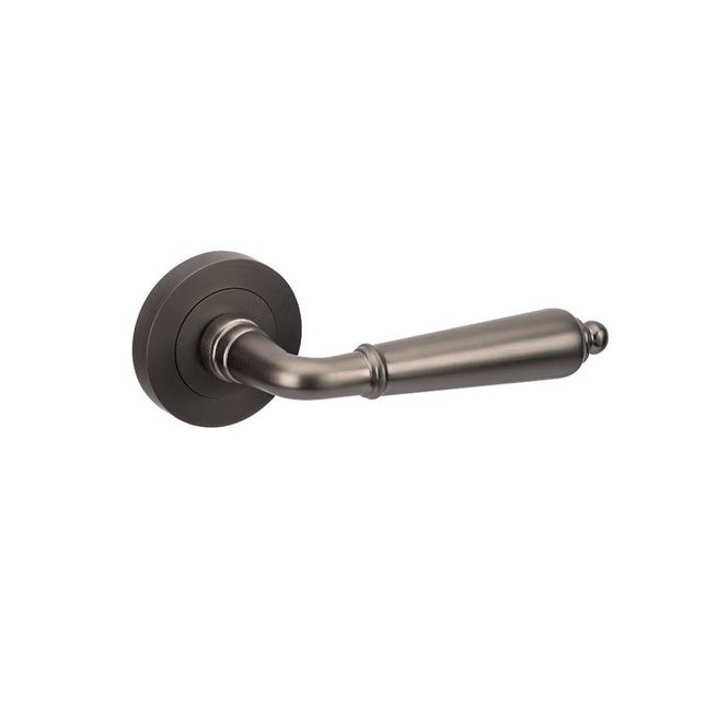 Oxford Door Lever Handle on Round Rose Leverset Only Graphite Nickel 10070.GN Zanda | Decorus Hardware