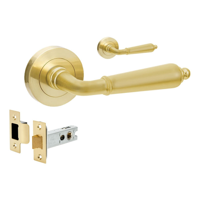 10071.SB | Oxford Door Handle Passage Set Satin Brass | Zanda Architectural