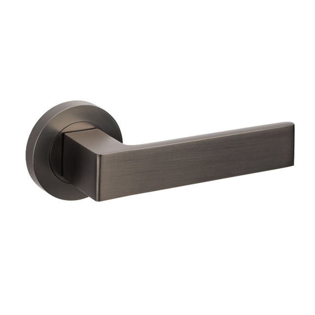 Boston Door Lever Handle on Round Rose Leverset Only Graphite Nickel 10080.GN Zanda | Decorus Hardware