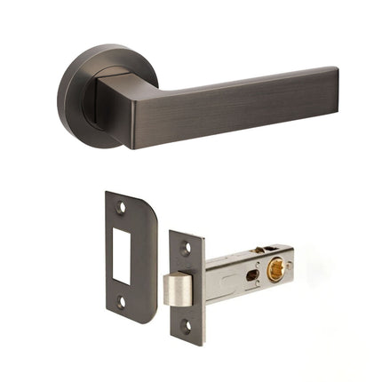 10081.GN | Boston Door Lever Handle on Round Rose Passage Set Graphite Nickel | Zanda Architectural