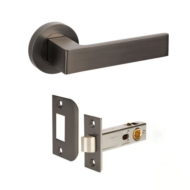 10081.GN | Boston Door Lever Handle on Round Rose Passage Set Graphite Nickel | Zanda Architectural