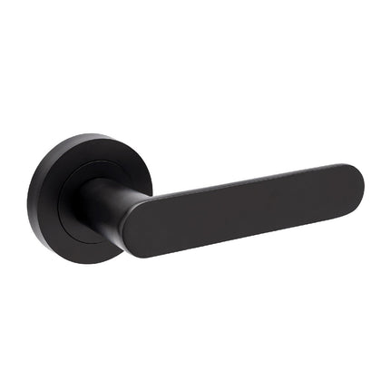 10090.BLK | Duke Door Lever Handle on Round Rose Leverset Only Matt Black | Zanda Architectural