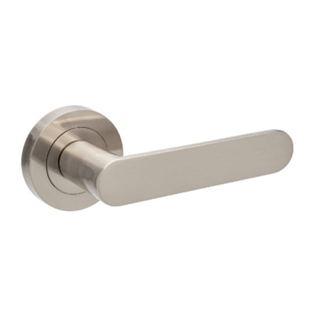 Duke Door Lever Handle on Round Rose Leverset Only Brushed Nickel 10090.BN Zanda | Decorus Hardware