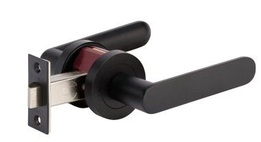 10091.BLK | Duke Door Lever Handle on Round Rose Passage Matt Black | Zanda Architectural