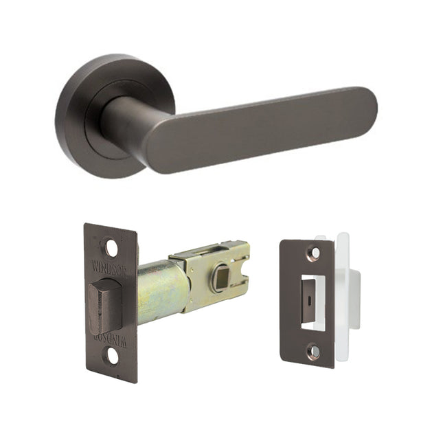 Duke Door Lever Handle on Round Rose Passage Graphite Nickel 10091.GN Zanda | Decorus Hardware
