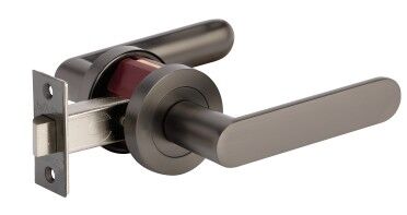10091.GN | Duke Door Lever Handle on Round Rose Passage Graphite Nickel | Zanda Architectural