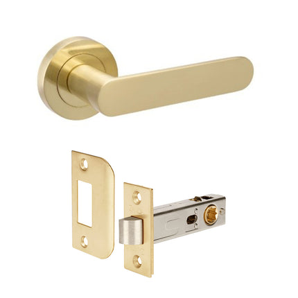 10091.SB | Duke Door Lever Handle on Round Rose Passage Satin Brass | Zanda Architectural