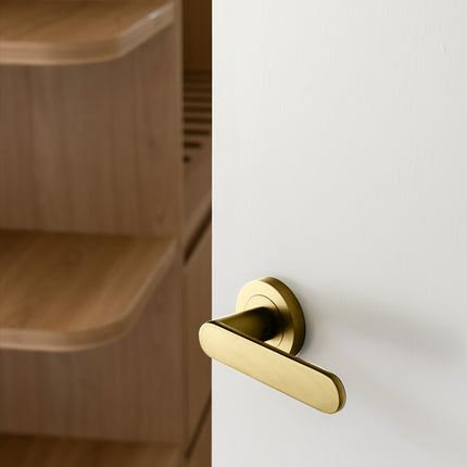10091.SB | Duke Door Lever Handle on Round Rose Passage Satin Brass | Zanda Architectural