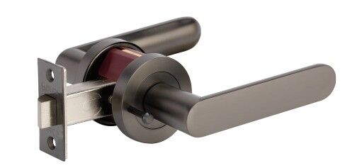 10092.GN | Duke Door Lever Handle on Round Rose Privacy Graphite Nickel | Zanda Architectural