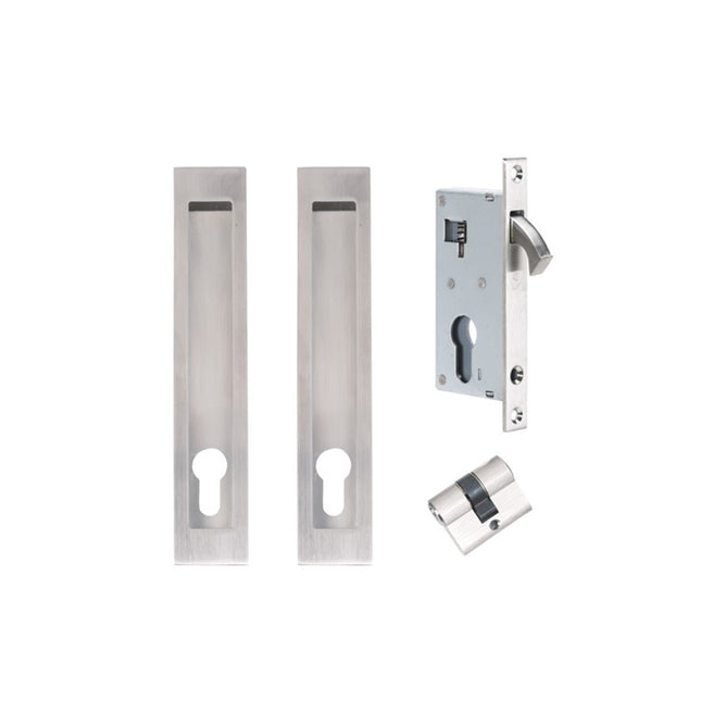 Verve Narrow Sliding Lock Kit 200mm x 37mm Stainless Steel 10538SS Zanda | Decorus Hardware