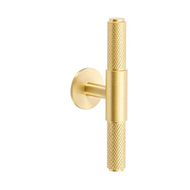 Zurich Knurled Cabinet T-Bar Handle Satin Brass 10697.SB Zanda | Decorus Hardware