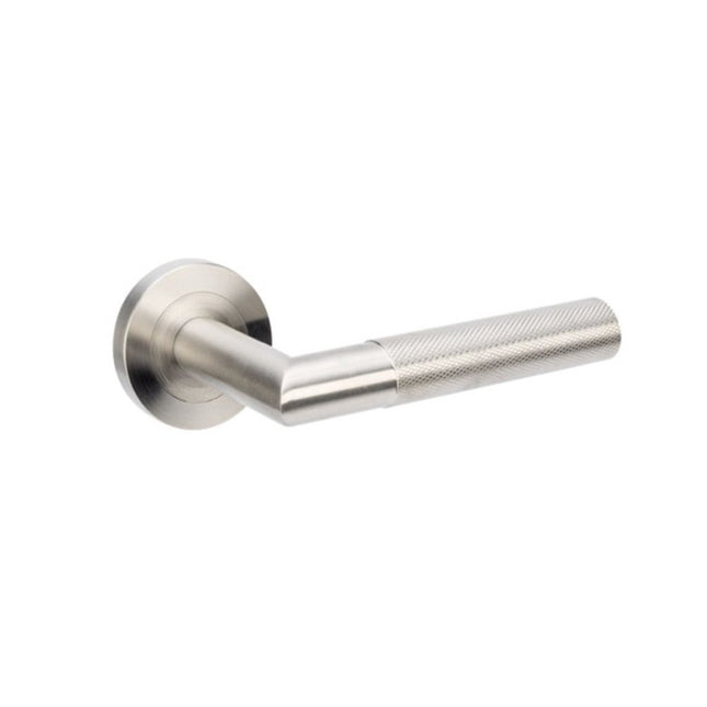 Wyatt Door Handle Lever on Round Rose Leverset Only Satin Stainless Steel 11230.SS Zanda | Decorus Hardware