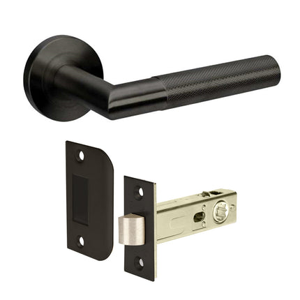 Wyatt Door Handle Lever on Round Rose Passage Set Matt Black 11231.BLK Zanda | Decorus Hardware