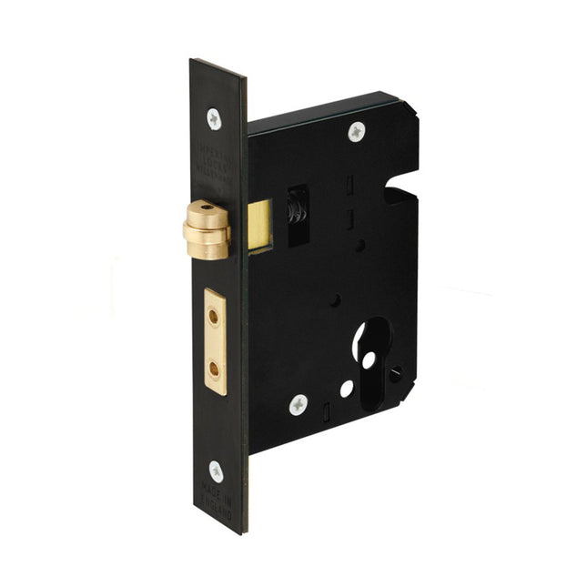 1140.BLK | Heavy Duty Roller Mortice Lock 57mm Backset Matt Black | Zanda Architectural