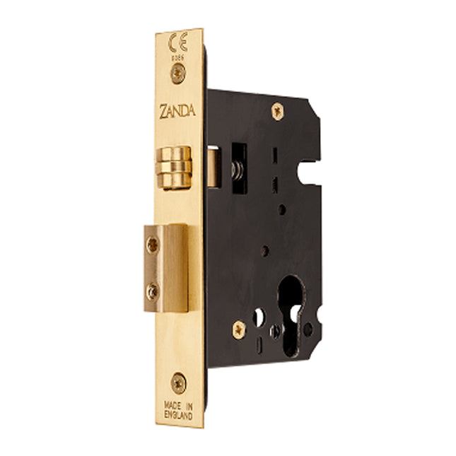 Heavy Duty Roller Mortice Lock 57mm Backset Satin Brass 1140.SB Zanda | Decorus Hardware