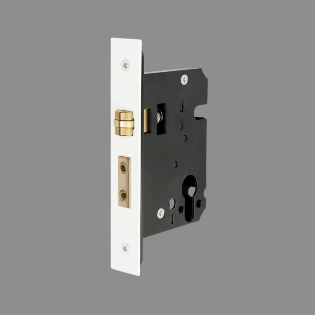 1140.WHT | Heavy Duty Roller Mortice Lock 57mm Backset Matt White | Zanda Architectural