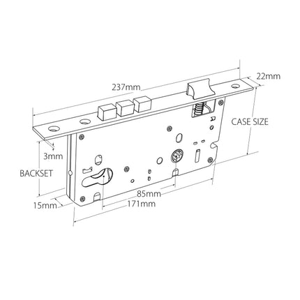 1143.GN | Euro Mortice Lock 60mm Graphite Nickel | Zanda Architectural